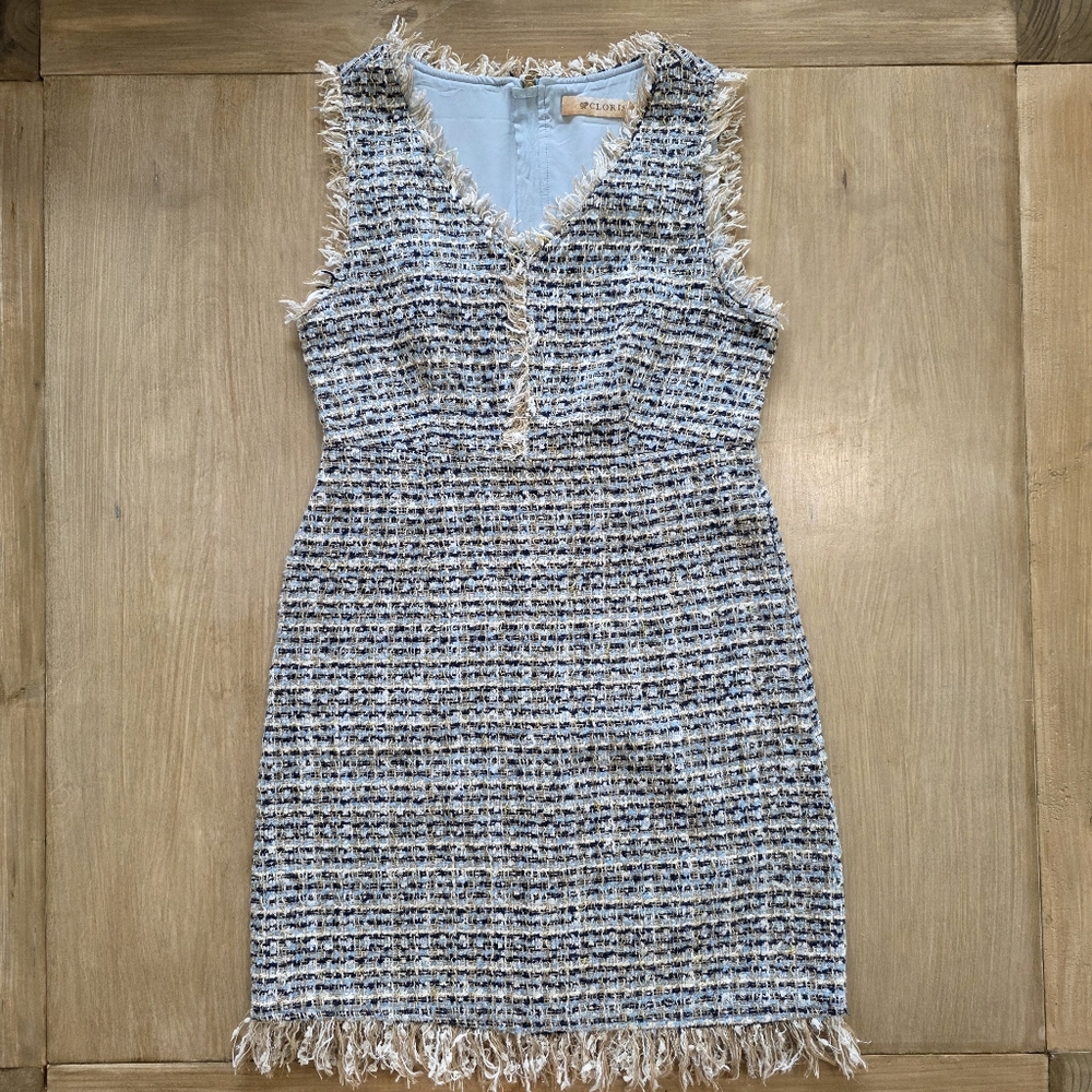 Cloris Tweed Fringe Bodycon Sheath Dress – Women’s Size S